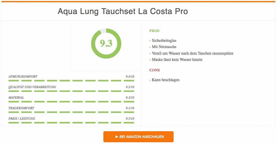 Ergebnis Aqua Lung Tauchset La Costa Pro Schnorchelset Test