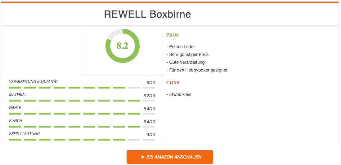 Rewell Boxbirne aus Leder Ergebnis