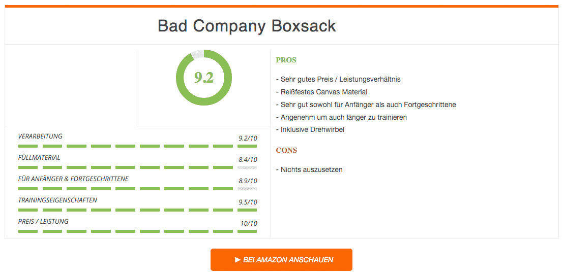 Bad Company Boxsack Ergebnis