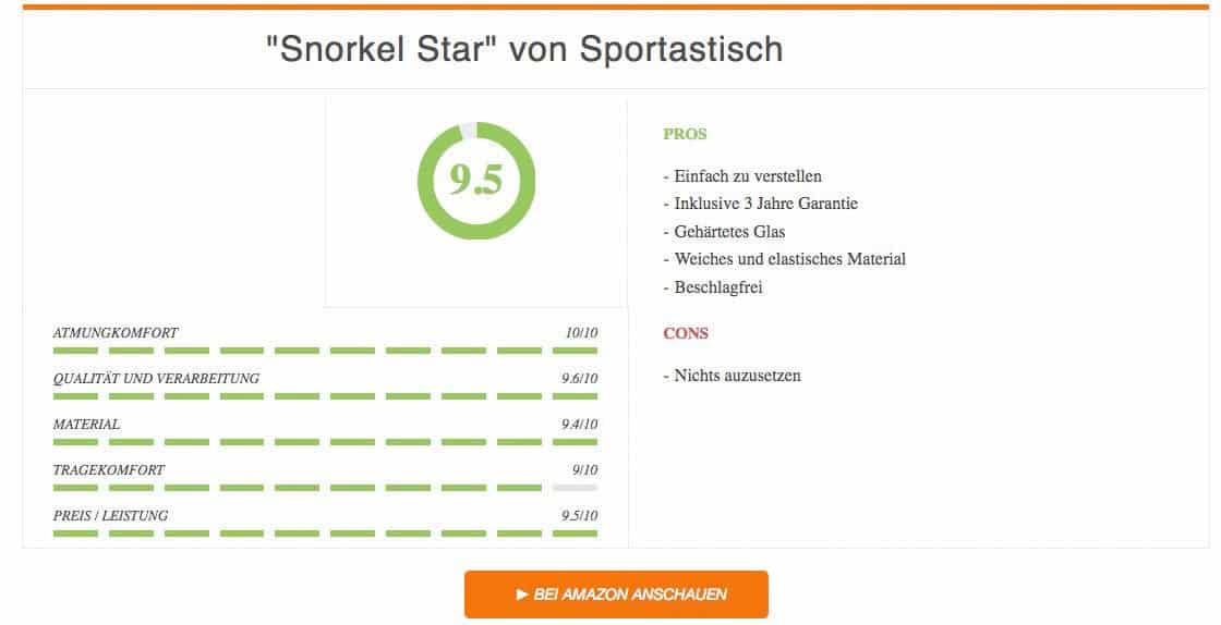 Ergebnis Snorkel Star von Sportastisch Schnorchelset Test