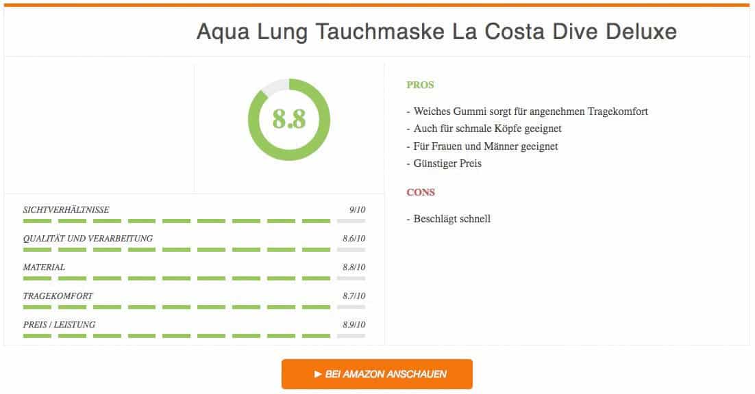 Ergebnis zur Aqua Lung Tauchmaske La Costa Dive Deluxe