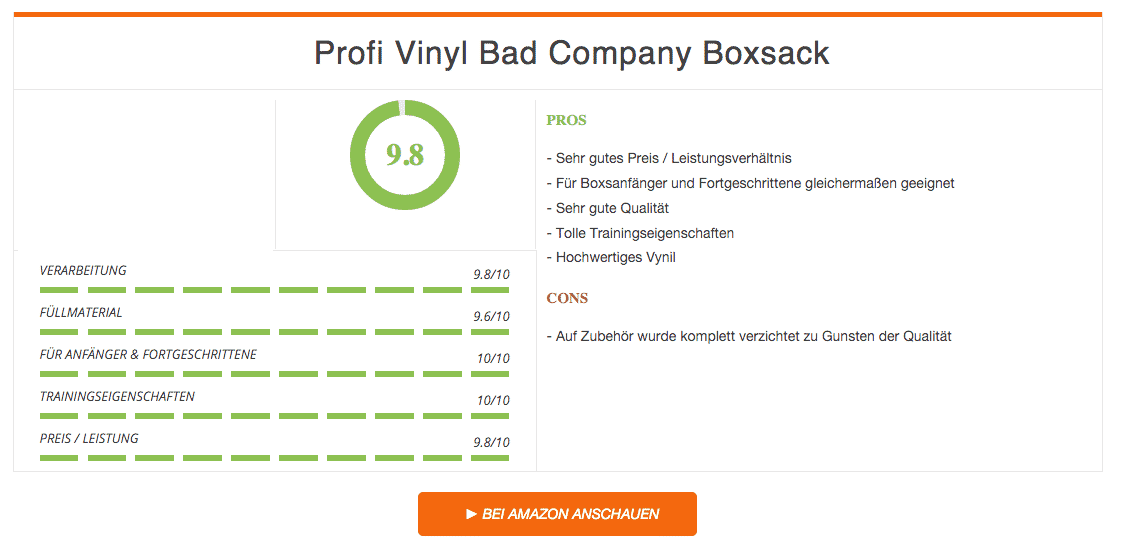 Profi Vinyl Bad Company Boxsack Ergebnis Boxsäcke im Test