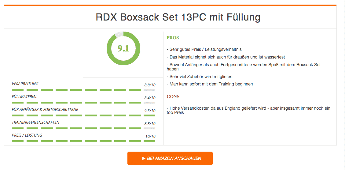 RDX Boxsack Set 13PC mit Füllung Boxsäcke im Test