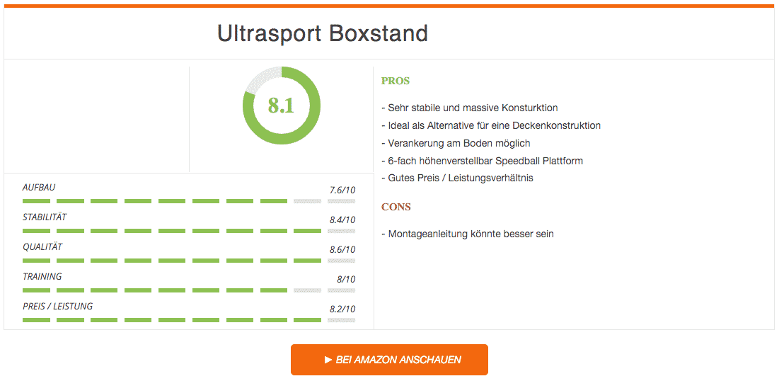 Ergebnis Ultrasport Boxstand Schwarz Metall