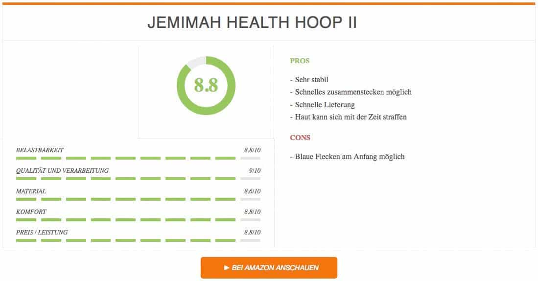 Hula Hoop Reifen Test JEMIMAH HEALTH HOOP II