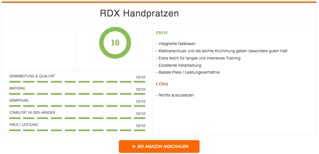 RDX Pratzen Handpratzen Ergebnis